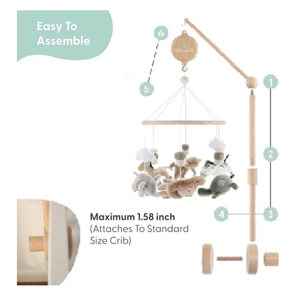 Charming Peanut Shell Woodland Animal Musical Mobile - Safari Serenity - Picture 2 of 8